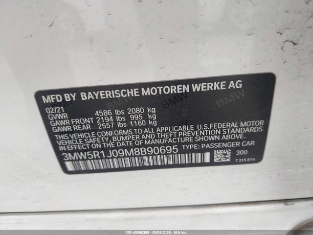 BMW 330I 2021 3MW5R1J09M8B90695 Image 9
