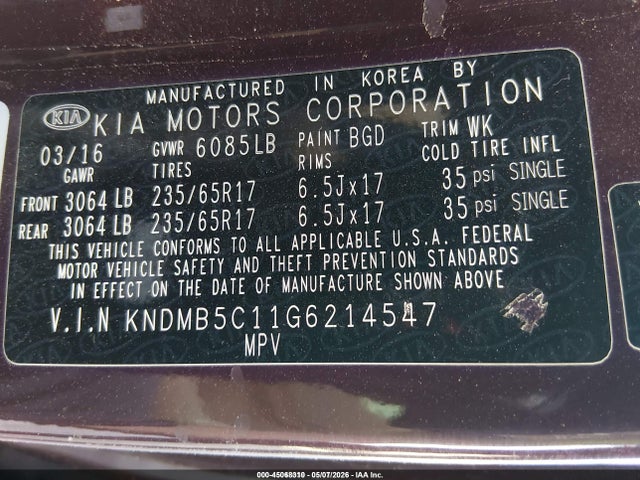 KNDMB5C11G6214547 KIA SEDONA LX