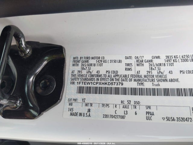 Aukcja sprzedaży 2017 Ford F-150 Xlt, vin: 1FTEW1CPXHKD57379, numer aukcji: 45068316