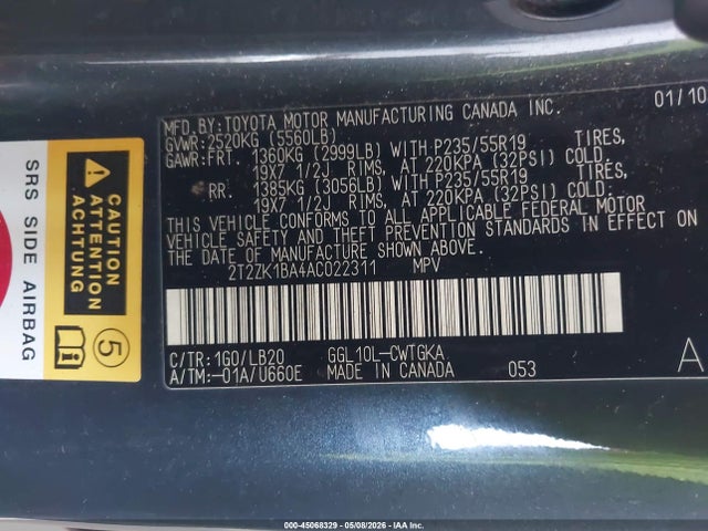 Продажа на аукционе авто 2010 Lexus Rx 350, vin: 2T2ZK1BA4AC022311, номер лота: 45068329