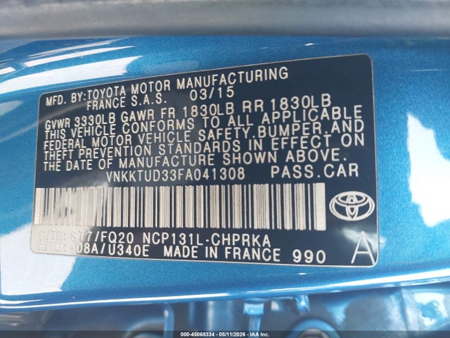 VNKKTUD33FA041308 Toyota YARIS L