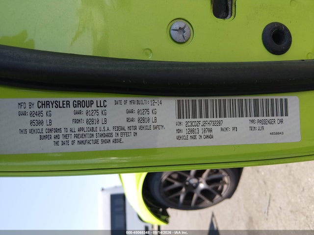 Dodge Challenger R/t Scat Pack 2015 2C3CDZFJ2FH732287 Image 9