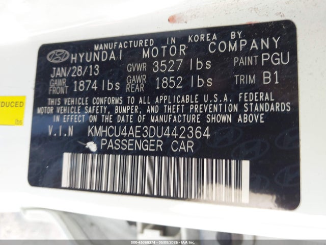 Продажа на аукционе авто 2013 Hyundai Accent Gls, vin: KMHCU4AE3DU442364, номер лота: 45068374