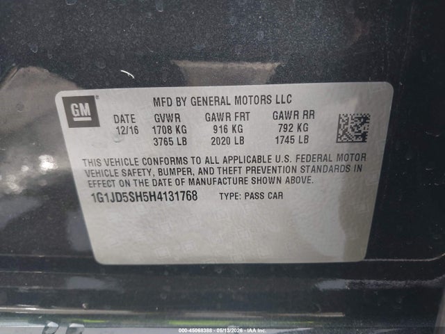 1G1JD5SH5H4131768 Chevrolet Sonic Lt Auto