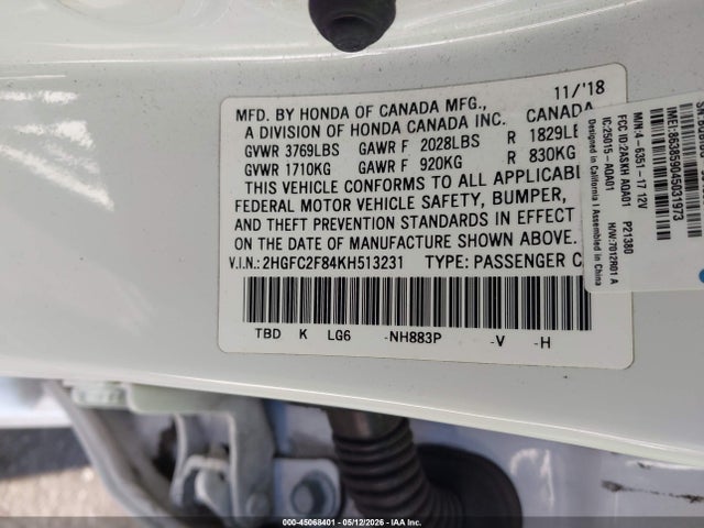 Honda Civic Sport 2019 2HGFC2F84KH513231 Image 9