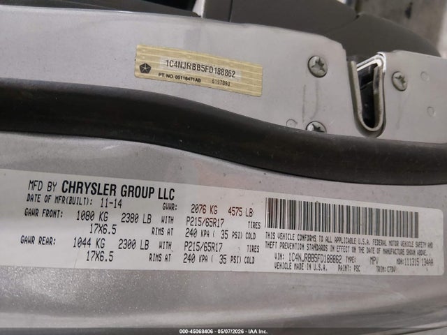 Продажа на аукционе авто 2015 Jeep Patriot Sport, vin: 1C4NJRBB5FD188862, номер лота: 45068406