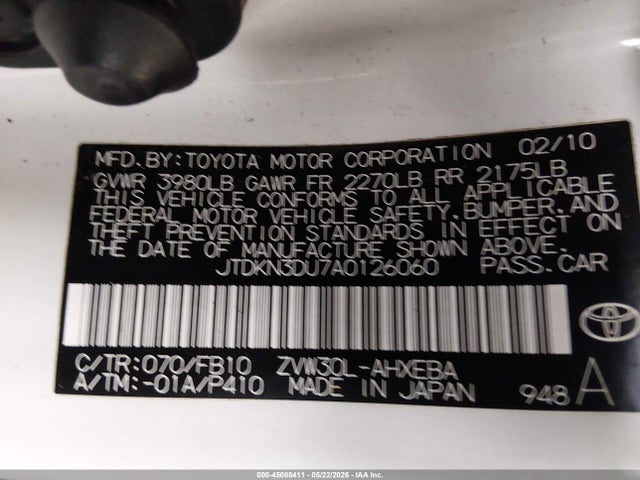 Продаж на аукціоні авто 2010 Toyota Prius Iii, vin: JTDKN3DU7A0126060, номер лоту: 45068411