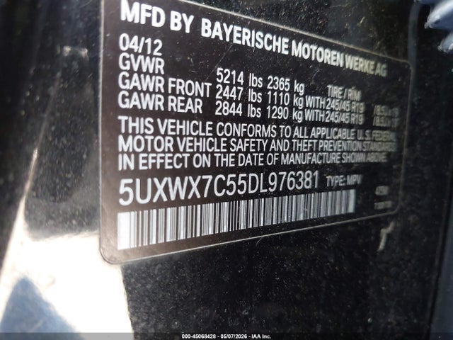 45068428 :رقم المزاد ، 5UXWX7C55DL976381 vin ، 2013 Bmw X3 Xdrive35i مزاد بيع