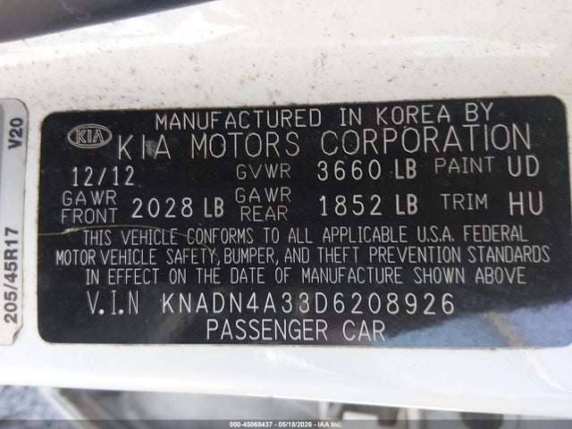 Aukcja sprzedaży 2013 Kia Rio Sx, vin: KNADN4A33D6208926, numer aukcji: 45068437