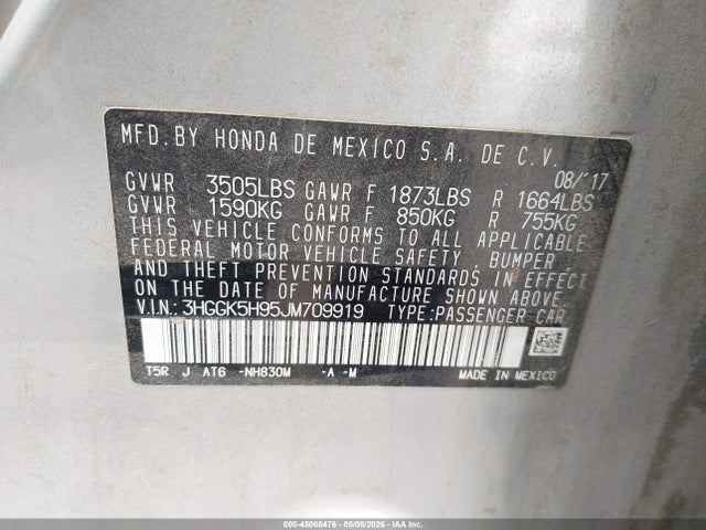 3HGGK5H95JM709919 Honda Fit Ex-l