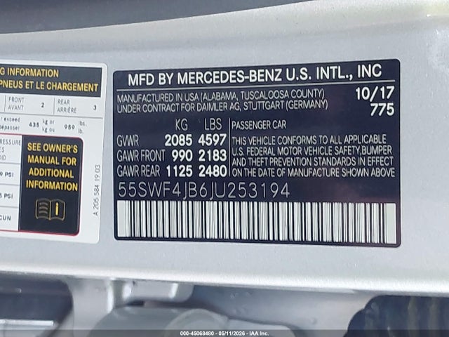 55SWF4JB6JU253194 Mercedes-Benz C 300