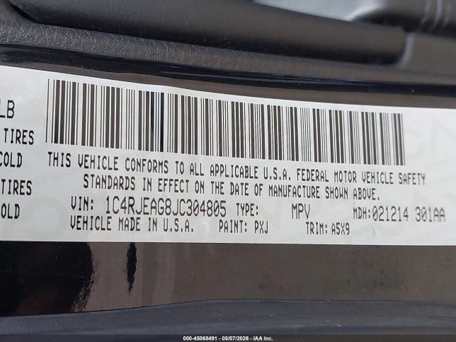Продажа на аукционе авто 2018 Jeep Grand Cherokee Laredo E 4x2, vin: 1C4RJEAG8JC304805, номер лота: 45068491