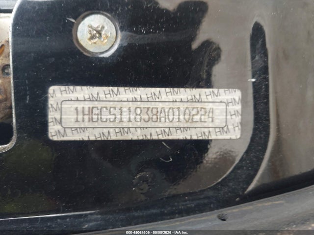 45068509 :رقم المزاد ، 1HGCS11838A010224 vin ، 2008 Honda Accord 2.4 Ex-l مزاد بيع