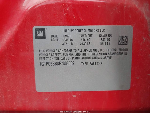 Chevrolet Cruze 1lt Auto 2014 1G1PC5SB3E7309602 Image 9