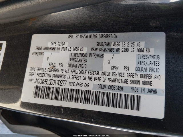 45068546 :رقم المزاد ، JM1CW2BL0E0170977 vin ، 2014 Mazda Mazda5 Sport مزاد بيع