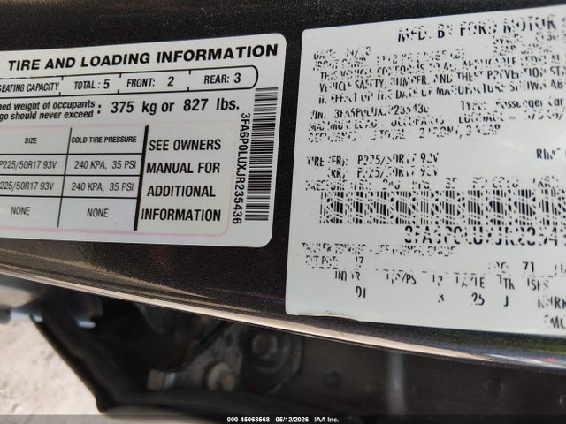 2018 Ford Fusion Hybrid Se მანქანა იყიდება აუქციონზე, vin: 3FA6P0LUXJR235436, აუქციონის ნომერი: 45068568