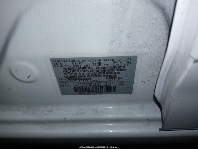 3N1CN8EV9ML887661 Nissan Versa Sv Xtronic Cvt