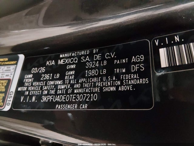 KIA K4 Ex 2026 3KPFU4DE0TE307210 Image 9