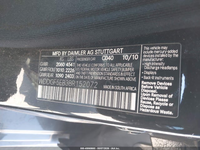 45068665 :رقم المزاد ، WDDGF5EB3BR152072 vin ، 2011 Mercedes-benz C 300 Luxury/sport مزاد بيع