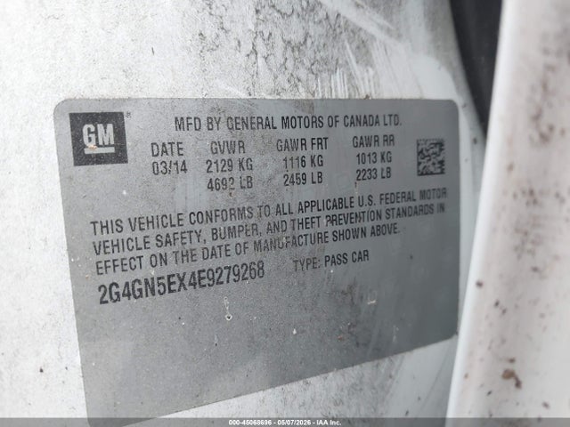 45068696 :رقم المزاد ، 2G4GN5EX4E9279268 vin ، 2014 Buick Regal Turbo/e-assist Premium I مزاد بيع