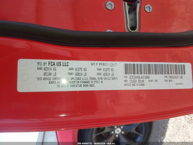 2C3CDXHG6JH218084 Dodge Charger Sxt Plus Rwd