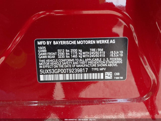 5UX53GP00T9239817 BMW X3 30 Xdrive