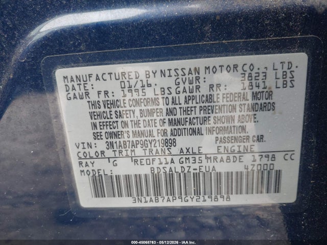 Nissan SENTRA SV 2016 3N1AB7AP9GY219898 Image 9