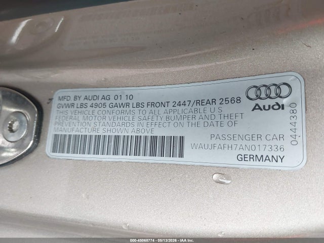 Продажа на аукционе авто 2010 Audi A5 2.0t Premium, vin: WAUJFAFH7AN017336, номер лота: 45068774