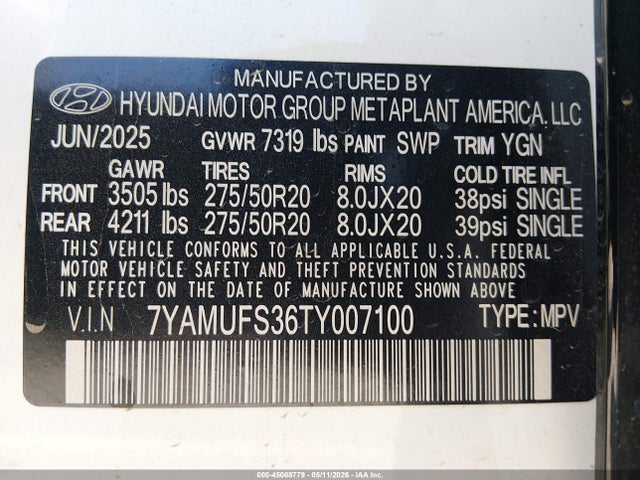 Hyundai Ioniq 9 Sel 2026 7YAMUFS36TY007100 Image 9