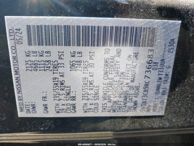 Продаж на аукціоні авто 2024 Nissan Rogue Sl Intelligent Awd, vin: 5N1BT3CB9RC736683, номер лоту: 45068871