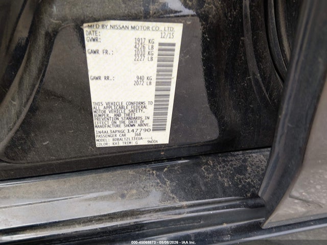 2016 Nissan Altima 2.5 Sl მანქანა იყიდება აუქციონზე, vin: 1N4AL3APXGC147790, აუქციონის ნომერი: 45068873
