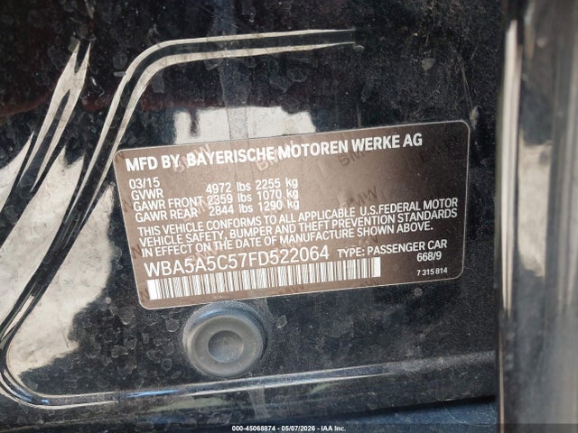 Aukcja sprzedaży 2015 Bmw 528i, vin: WBA5A5C57FD522064, numer aukcji: 45068874