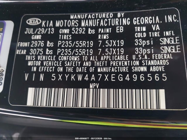 Продажа на аукционе авто 2014 Kia Sorento Limited V6, vin: 5XYKW4A7XEG496565, номер лота: 45068877