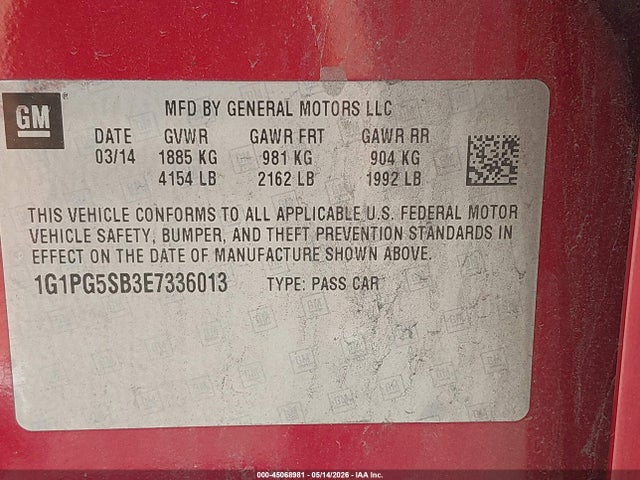 Chevrolet CRUZE LTZ 2014 1G1PG5SB3E7336013 Image 9