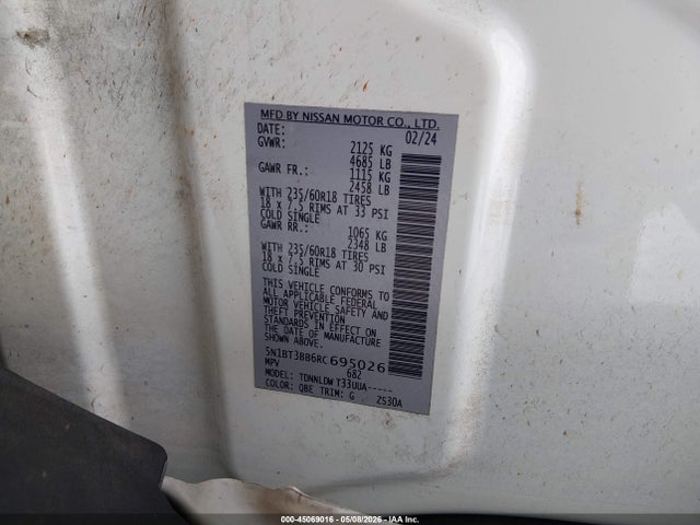 2024 Nissan Rogue Sv Intelligent Awd მანქანა იყიდება აუქციონზე, vin: 5N1BT3BB6RC695026, აუქციონის ნომერი: 45069016