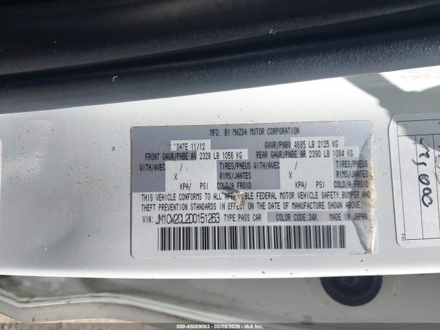 Aukcja sprzedaży 2013 Mazda Mazda5 Touring, vin: JM1CW2CL2D0151263, numer aukcji: 45069063