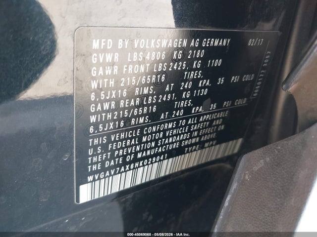 Aukcja sprzedaży 2017 Volkswagen Tiguan 2.0t/2.0t S, vin: WVGAV7AX6HK029041, numer aukcji: 45069068