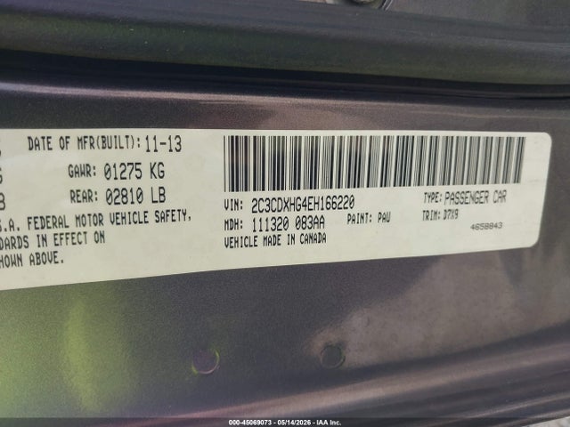Продаж на аукціоні авто 2014 Dodge Charger Sxt, vin: 2C3CDXHG4EH166220, номер лоту: 45069073