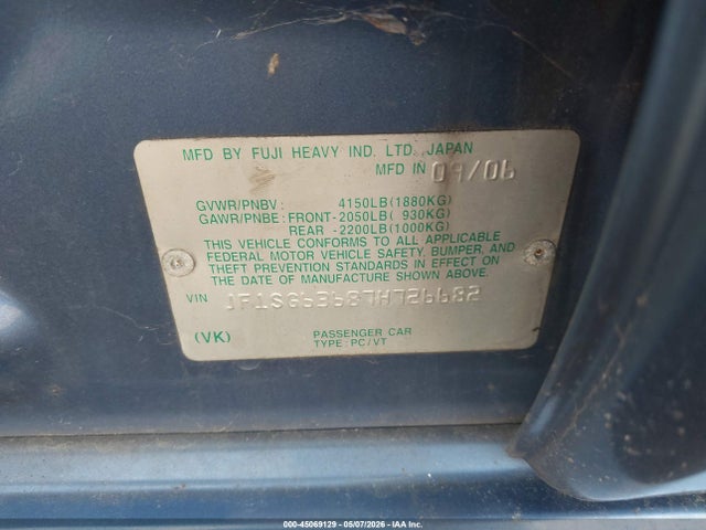 2007 Subaru Forester 2.5x მანქანა იყიდება აუქციონზე, vin: JF1SG63687H726682, აუქციონის ნომერი: 45069129