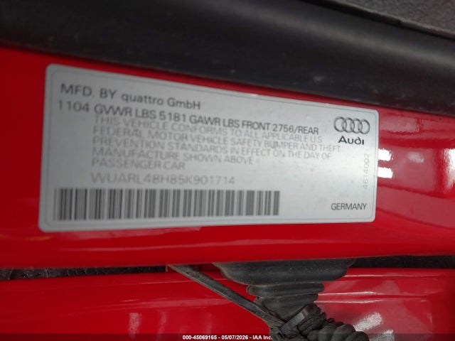 Продаж на аукціоні авто 2005 Audi S4, vin: WUARL48H85K901714, номер лоту: 45069165