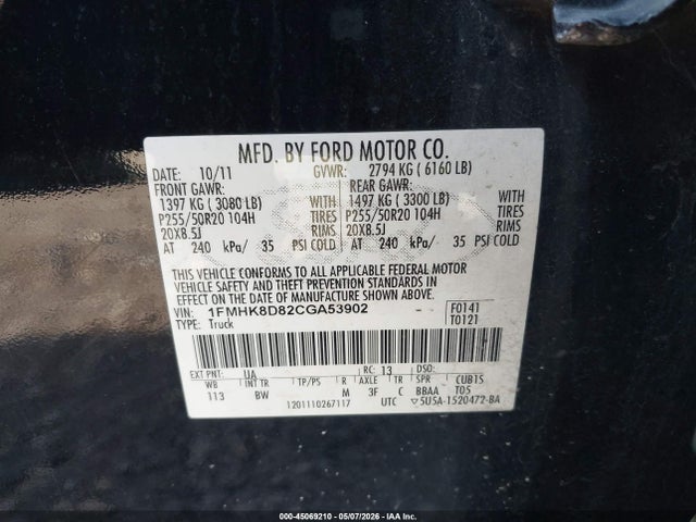 Продаж на аукціоні авто 2012 Ford Explorer Xlt, vin: 1FMHK8D82CGA53902, номер лоту: 45069210