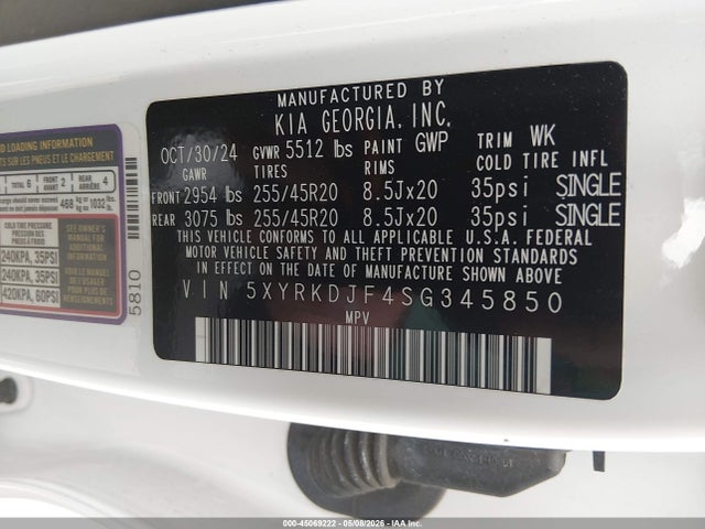 Продаж на аукціоні авто 2025 Kia Sorento X-line Sx Prestige, vin: 5XYRKDJF4SG345850, номер лоту: 45069222