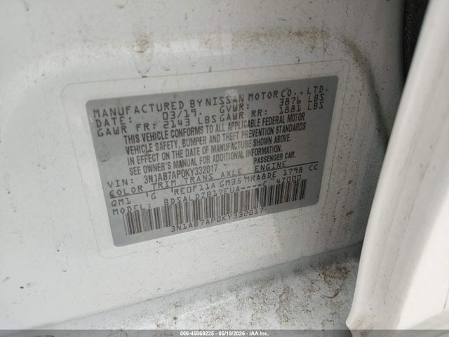 45069225 :رقم المزاد ، 3N1AB7AP0KY332017 vin ، 2019 Nissan Sentra Sv مزاد بيع