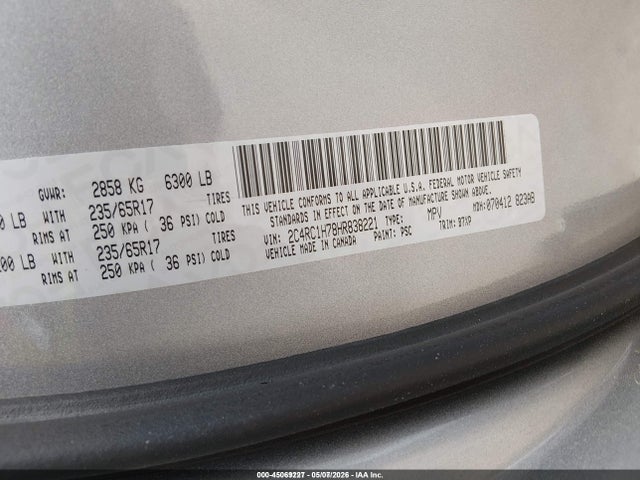 Aukcja sprzedaży 2017 Chrysler Pacifica Hybrid Touring Plus, vin: 2C4RC1H78HR838221, numer aukcji: 45069227