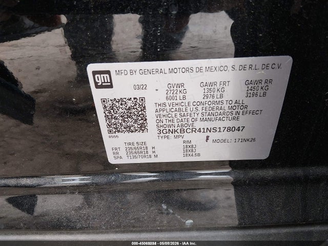 3GNKBCR41NS178047 Chevrolet Blazer Fwd 2lt
