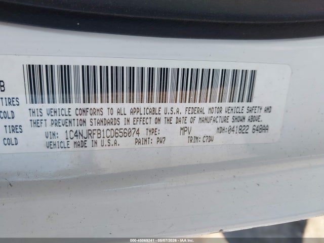 Aukcja sprzedaży 2012 Jeep Patriot Latitude, vin: 1C4NJRFB1CD656074, numer aukcji: 45069241
