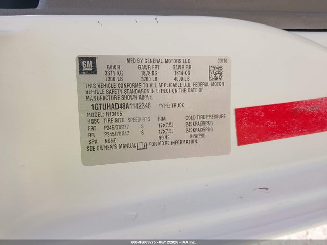 Продаж на аукціоні авто 2010 Gmc Savana 1500 Work Van, vin: 1GTUHAD48A1142346, номер лоту: 45069275