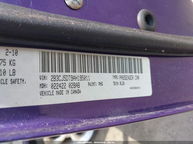 45069303 :رقم المزاد ، 2B3CJ5DT9AH195011 vin ، 2010 Dodge Challenger R/t مزاد بيع