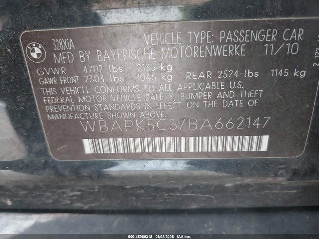 Aukcja sprzedaży 2011 Bmw 328i Xdrive, vin: WBAPK5C57BA662147, numer aukcji: 45069318