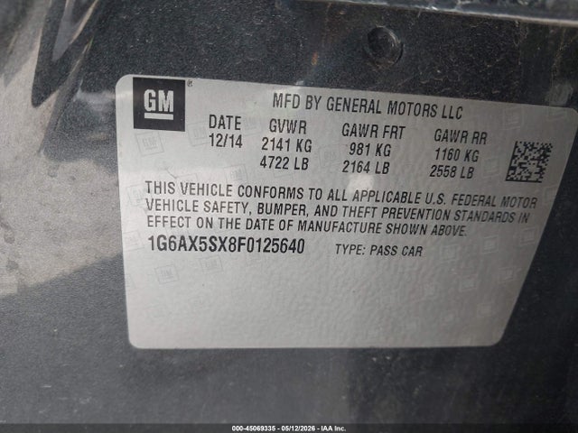 Продажа на аукционе авто 2015 Cadillac Cts Luxury, vin: 1G6AX5SX8F0125640, номер лота: 45069335